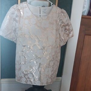 J. Crew Women's White Floral Blouse